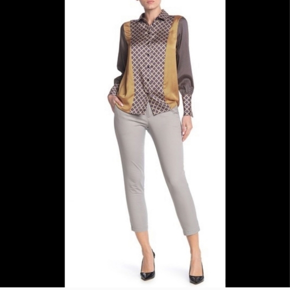 Kut Gray Cropped Pants Trouser 12 Casual Vacation Resort Stretch Beach Retro Y2k - Picture 13 of 13